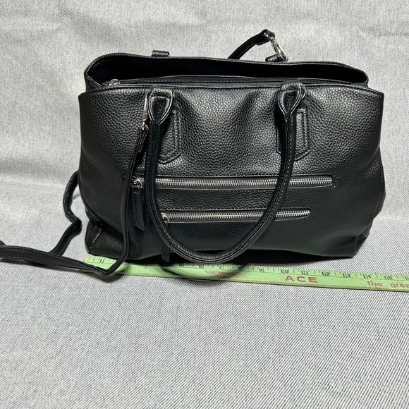 Kate & Alex Cuffaro Handbags - Kate & Alex Cuffaro Satchel Bag Womens OS Black Pebbled Faux Leather Tassel
